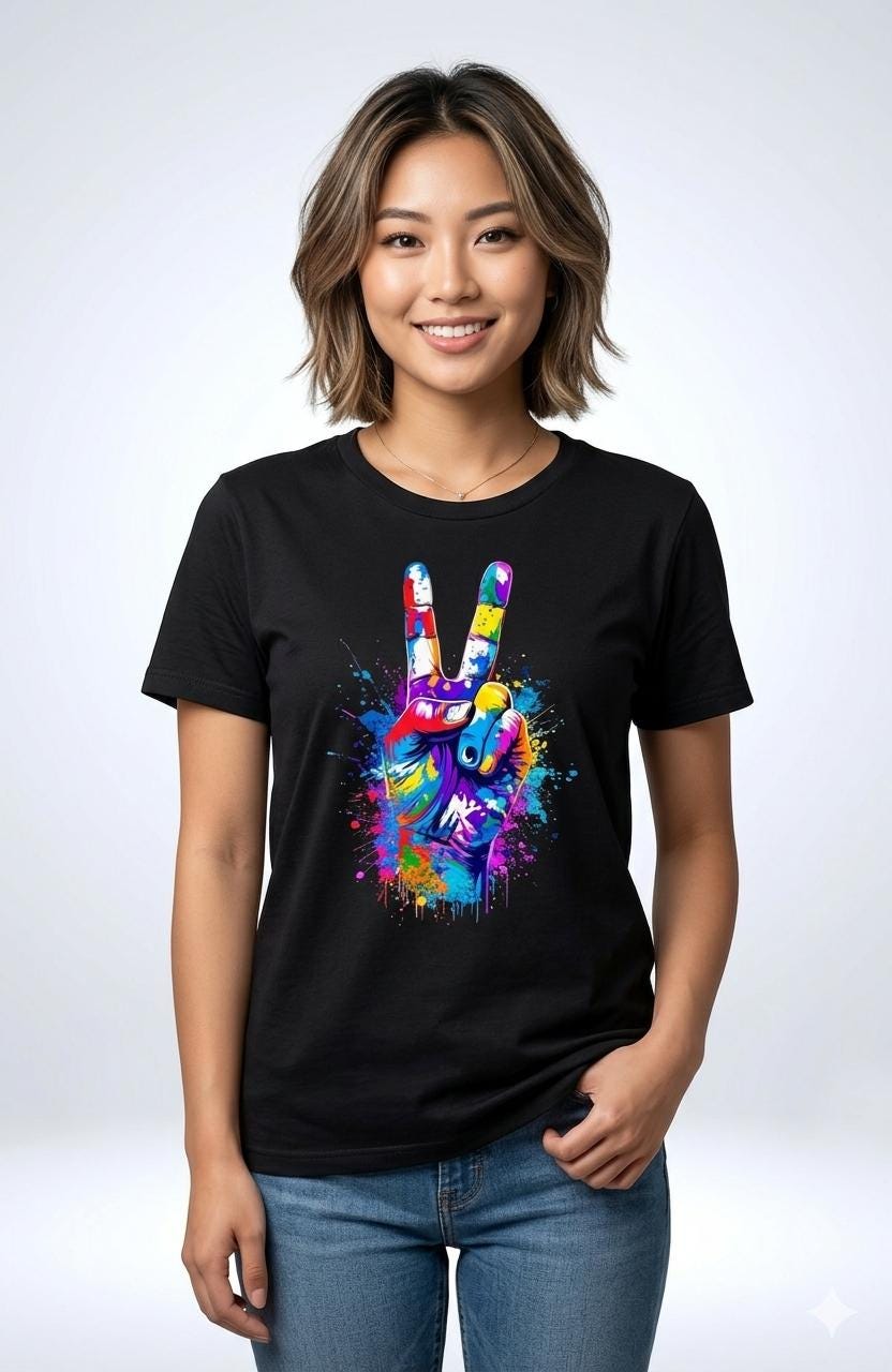 Colorful Paint Splatter Peace Sign Shirt