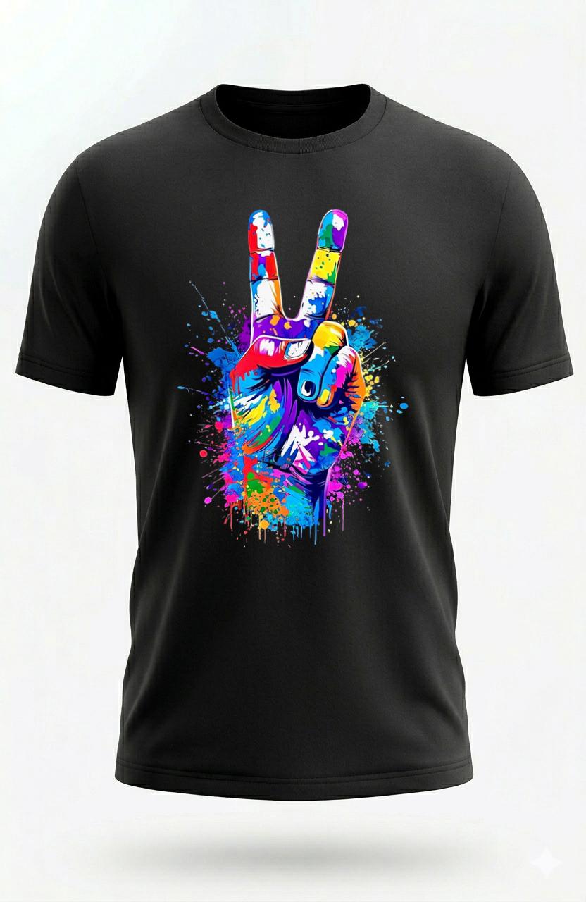Colorful Paint Splatter Peace Sign Shirt