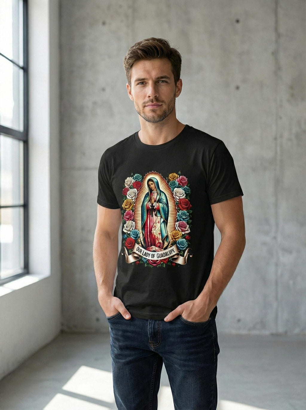 T Shirt Virgin of Guadalupe Floral