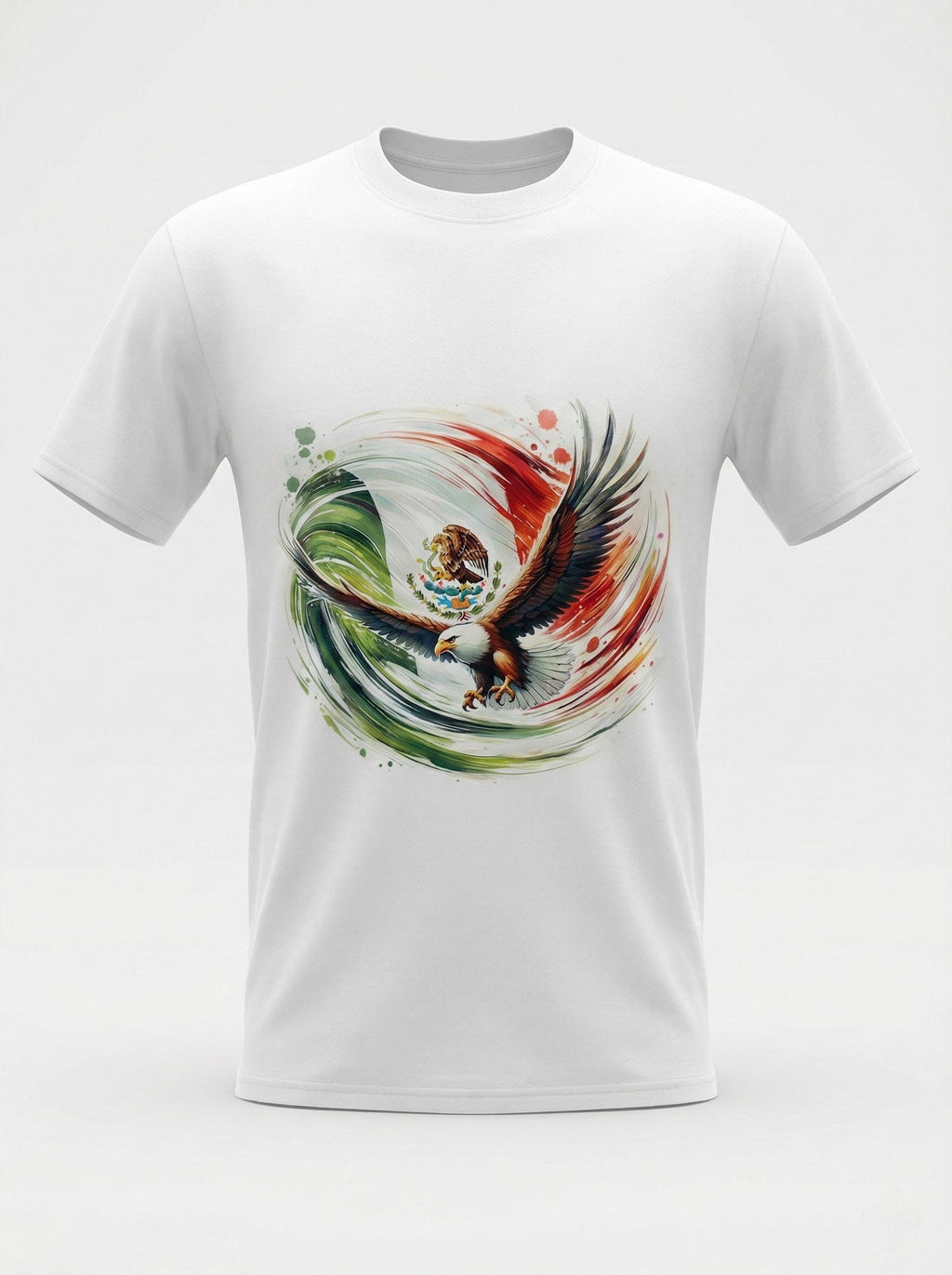 Unisex White Cotton T-Shirt with Eagle Design Mexico-USA